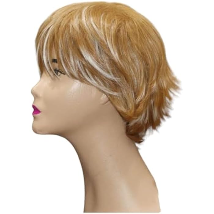 DILLARDS Short Layered Wig, Honey Blonde With Highlights, Feathered Bob Style - Image 3